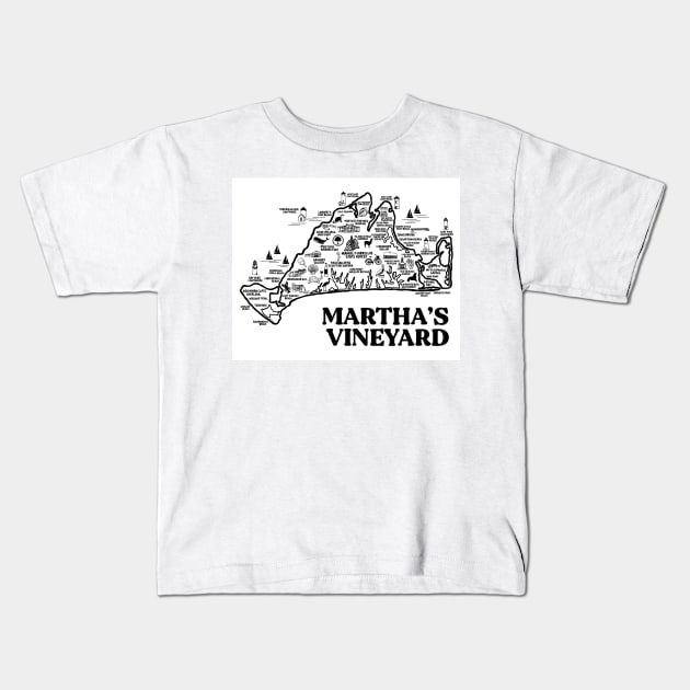 Martha's Vineyard Map Kids T-Shirt by fiberandgloss